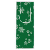 Handmade Snowflake Flurries - Bright Green & White Wijn Cadeautas (Voorkant)