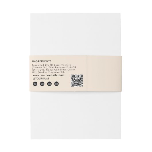 Handmade Soap Belly Band Beige Product Label Wrap Uitnodigingen Wikkel (Achterkant Voorbeeld)