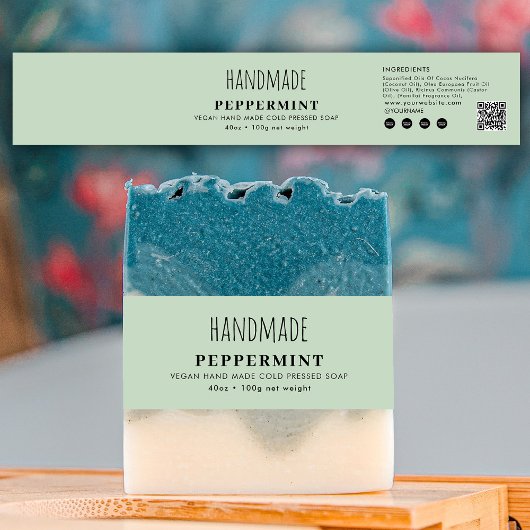 Handmade Soap Belly Band Green Product Label Wrap Uitnodigingen Wikkel