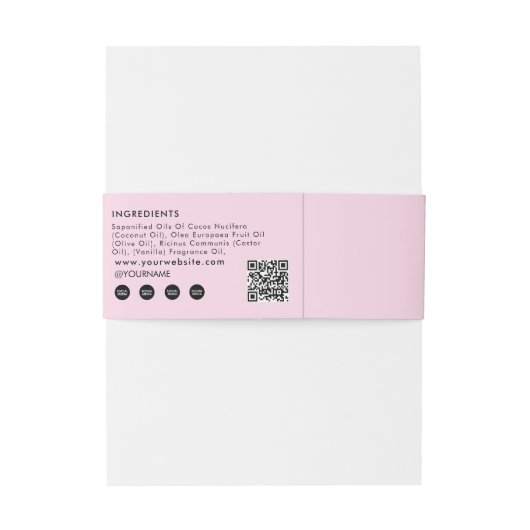 Handmade Soap Belly Band Pink Product Label Wrap Uitnodigingen Wikkel (Achterkant Voorbeeld)