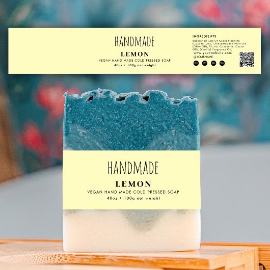 Handmade Soap Belly Band Yellow Product Label Wrap Uitnodigingen Wikkel