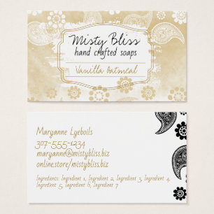 Handmade soap gold vanilla oatmeal business card visitekaartje