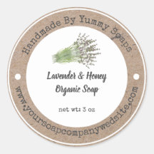 Handmade Soap Label Lavender on Faux Kraft Paper