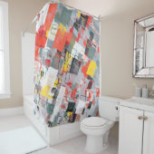 Handmade surreal abstract pattern. Modern artistic Douchegordijn (In situ)