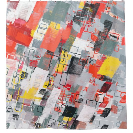 Handmade surreal abstract pattern. Modern artistic Douchegordijn (Voorkant)