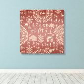 Handmade Tribal Warli Folk Art ... Canvas Afdruk (Insitu (Houten vloer))