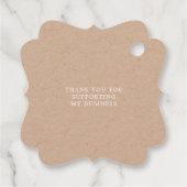 handmade whimsical script monogram product label (Achterkant)