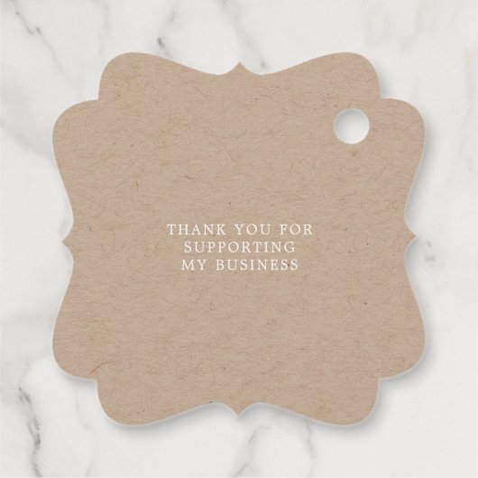 handmade whimsical script monogram product label (Achterkant)