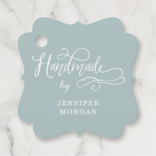 handmade whimsical script monogram product label