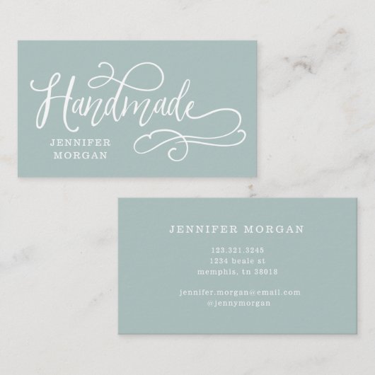 handmade whimsical script visitekaartje (Voorkant / Achterkant)