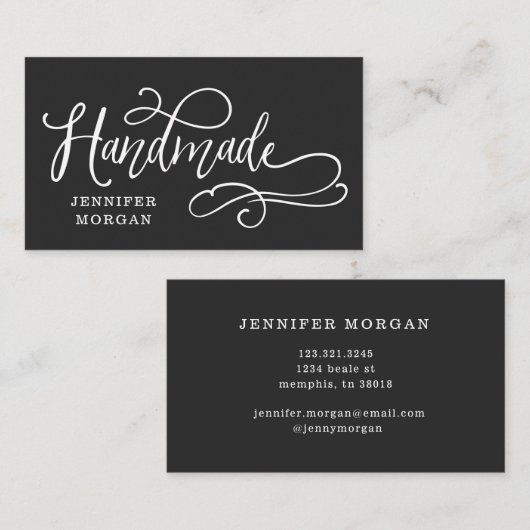 handmade whimsical script visitekaartje (Voorkant / Achterkant)