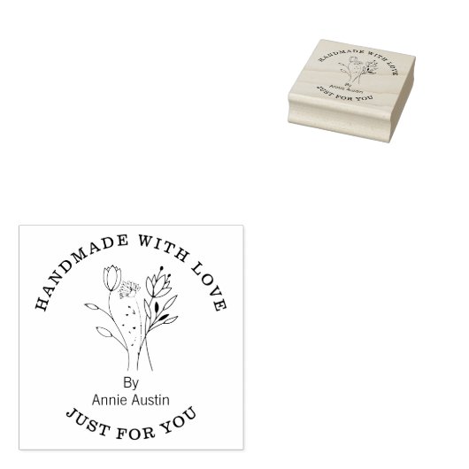 Handmade Wildbloemen Bouquet Wreath Business Rubberstempel (Gestempeld)