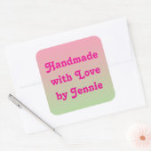Handmade with Love beroemd gemaakt door Jouw naam  Vierkante Sticker (Envelop)