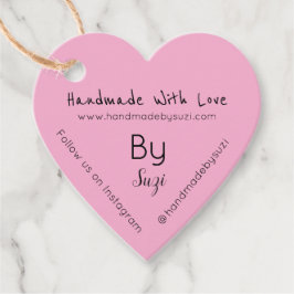 Handmade With Love beroemd gemaakt door Suzi Heart Bedankjes Labels