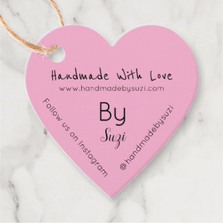 Handmade With Love beroemd gemaakt door Suzi Heart Bedankjes Labels