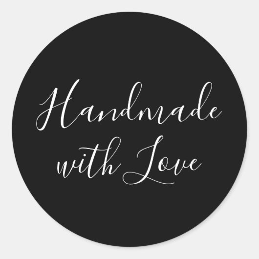 Handmade with Love | Black and White Sticker (Voorkant)