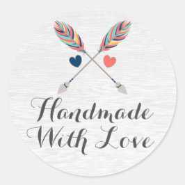 Handmade with Love Bohemian Crossed Arrows Rustig Ronde Sticker