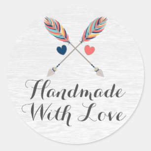 Handmade with Love Bohemian Crossed Arrows Rustig Ronde Sticker