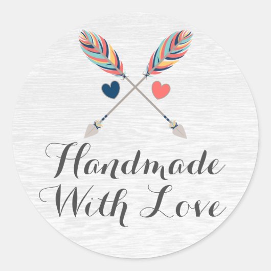 Handmade with Love Bohemian Crossed Arrows Rustig Ronde Sticker (Voorkant)