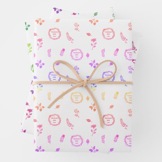 "Handmade With Love" Bright Wrapping Paper Set (In situ)