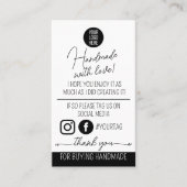 Handmade With Love Care Instructions Card Visitekaartje (Voorkant)