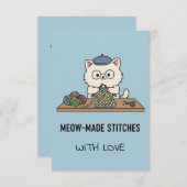 Handmade With Love Cat Knitting Blue Graphic Card Bedankkaart (Voorkant / Achterkant)