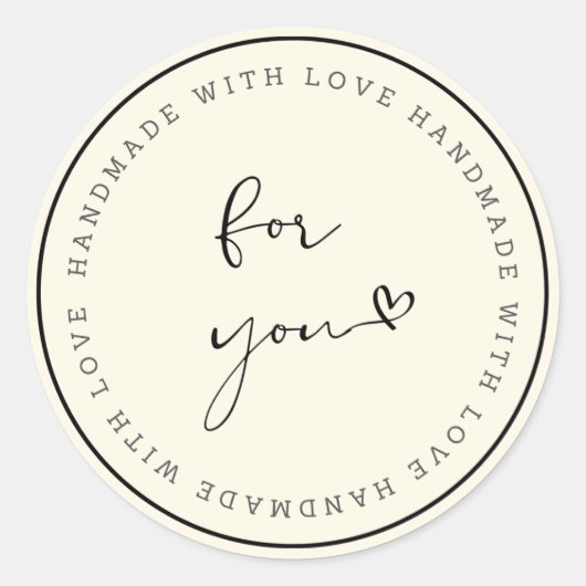 Handmade With Love Circle Sticker  (Voorkant)