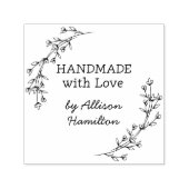 Handmade With Love Doodle Wreath Custom Name Zelfinktende Stempel (Design)