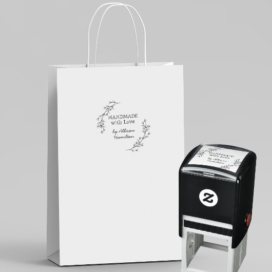 Handmade With Love Doodle Wreath Custom Name Zelfinktende Stempel