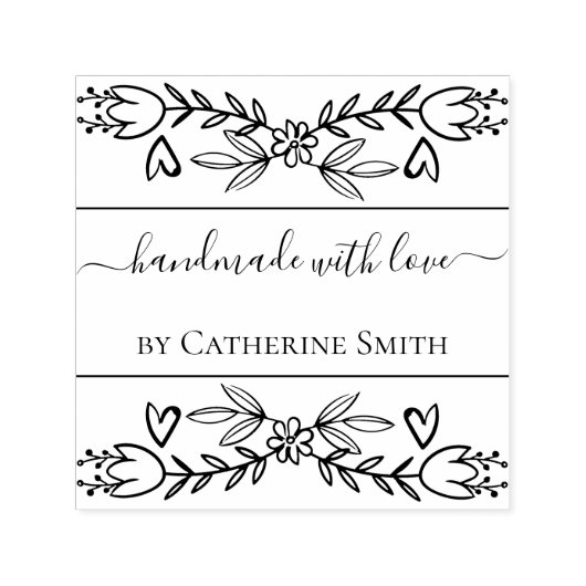 Handmade with Love flower Rubber Stamp Zelfinktende Stempel (Design)