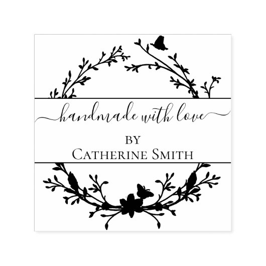 Handmade with Love flower Rubber Stamp Zelfinktende Stempel (Design)