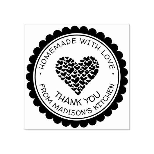 Handmade With Love Heart Thank You Personalized Rubberstempel (Afrduk)