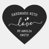 Handmade with love hearts name black brown hart sticker (Voorkant)