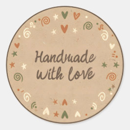 Handmade with Love Kraft Paper Texture Ronde Sticker