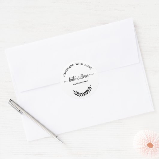 Handmade with love laurel leaf Product label (Envelop)