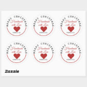 Handmade with Love Merry Kerstmis  Ronde Sticker (Vel)