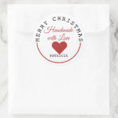 Handmade with Love Merry Kerstmis  Ronde Sticker (Tas)
