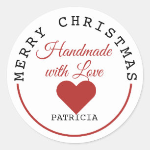 Handmade with Love Merry Kerstmis  Ronde Sticker