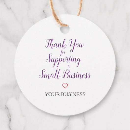 Handmade with Love Quote Design in Purple Bedankjes Labels (Achterkant)