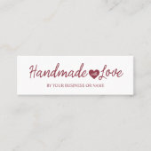 Handmade with Love Quote for Artisans Items in Red Mini Visitekaartje (Voorkant)