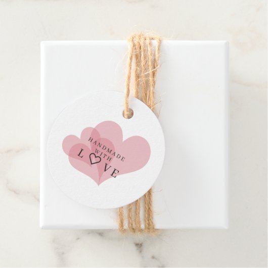 Handmade with Love Quote on Transparent Hearts Bedankjes Labels (In situ)