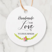 Handmade with Love Quote with Floral Design Bedankjes Labels (Achterkant)