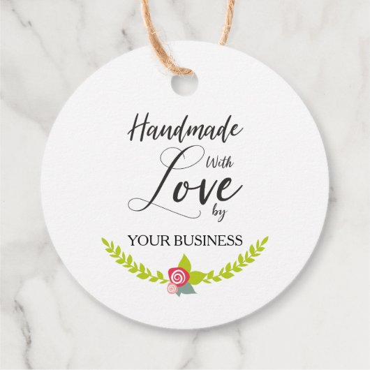 Handmade with Love Quote with Floral Design Bedankjes Labels (Achterkant)