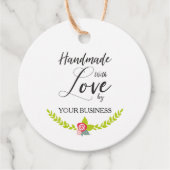Handmade with Love Quote with Floral Design Bedankjes Labels (Voorkant)
