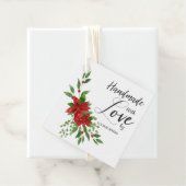 Handmade with Love Quote with Poinsettias Bedankjes Labels (In situ)
