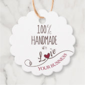 Handmade with Love Quote with Red Heart Bedankjes Labels (Voorkant)