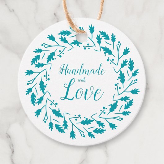Handmade with Love QuoteDesign in Aquamarine Bedankjes Labels (Voorkant)