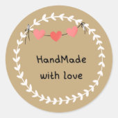 handmade with love ronde sticker (Voorkant)