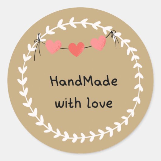 handmade with love ronde sticker (Voorkant)