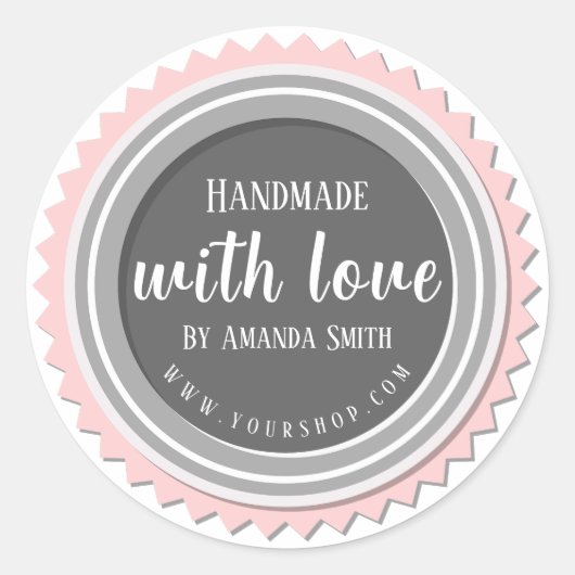 Handmade With Love Round Sticker (Voorkant)